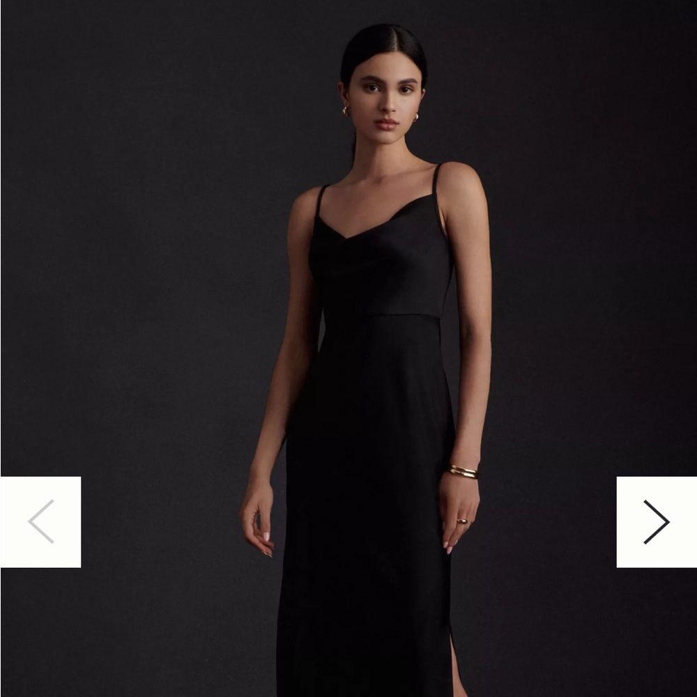 BHLDN Cali Satin Cowl-Neck Midi Slip Dress